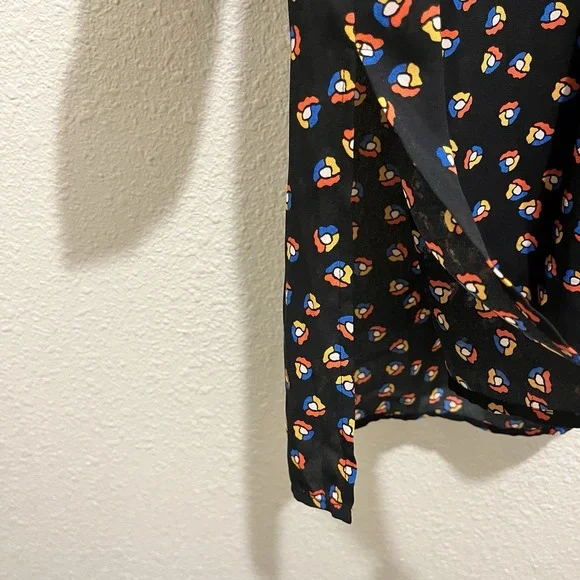 Meadow Rue Anthropologie Women XS Black Printed Crochet Tunic 70s Boho Hippie - Picture 5 of 13